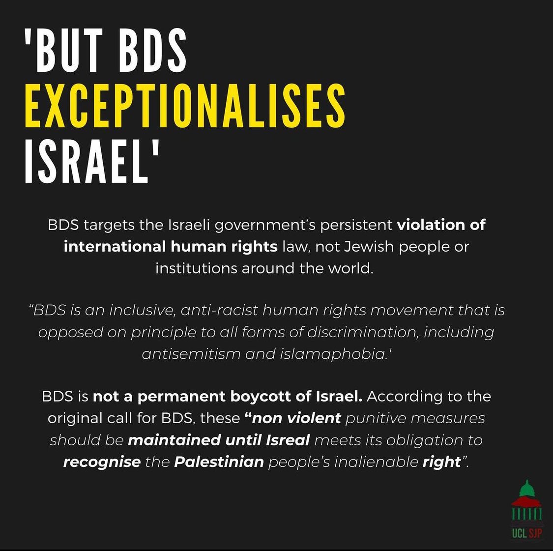 ‘But BDS exceptionalises Israel’