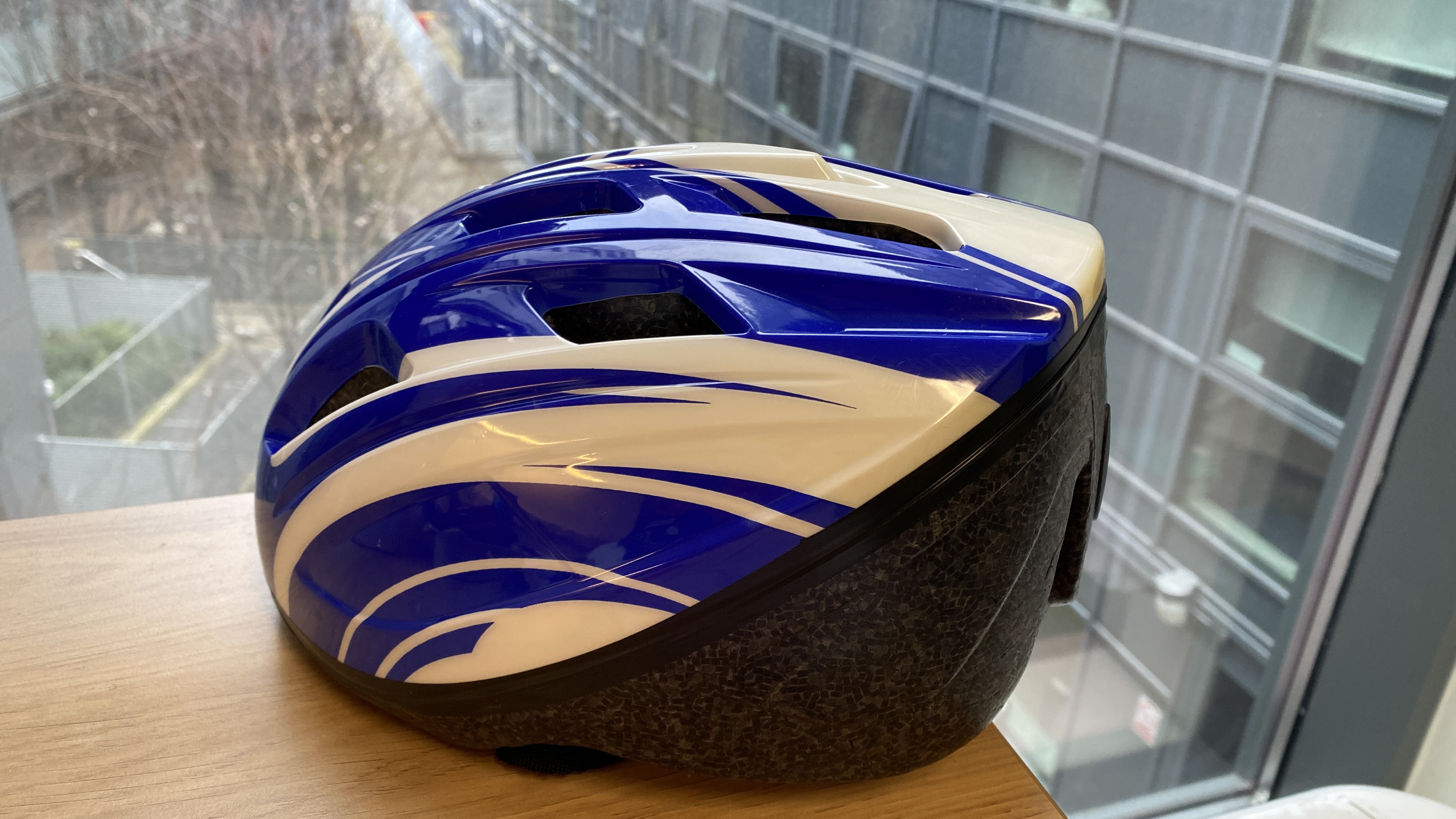 Blue bike helmet