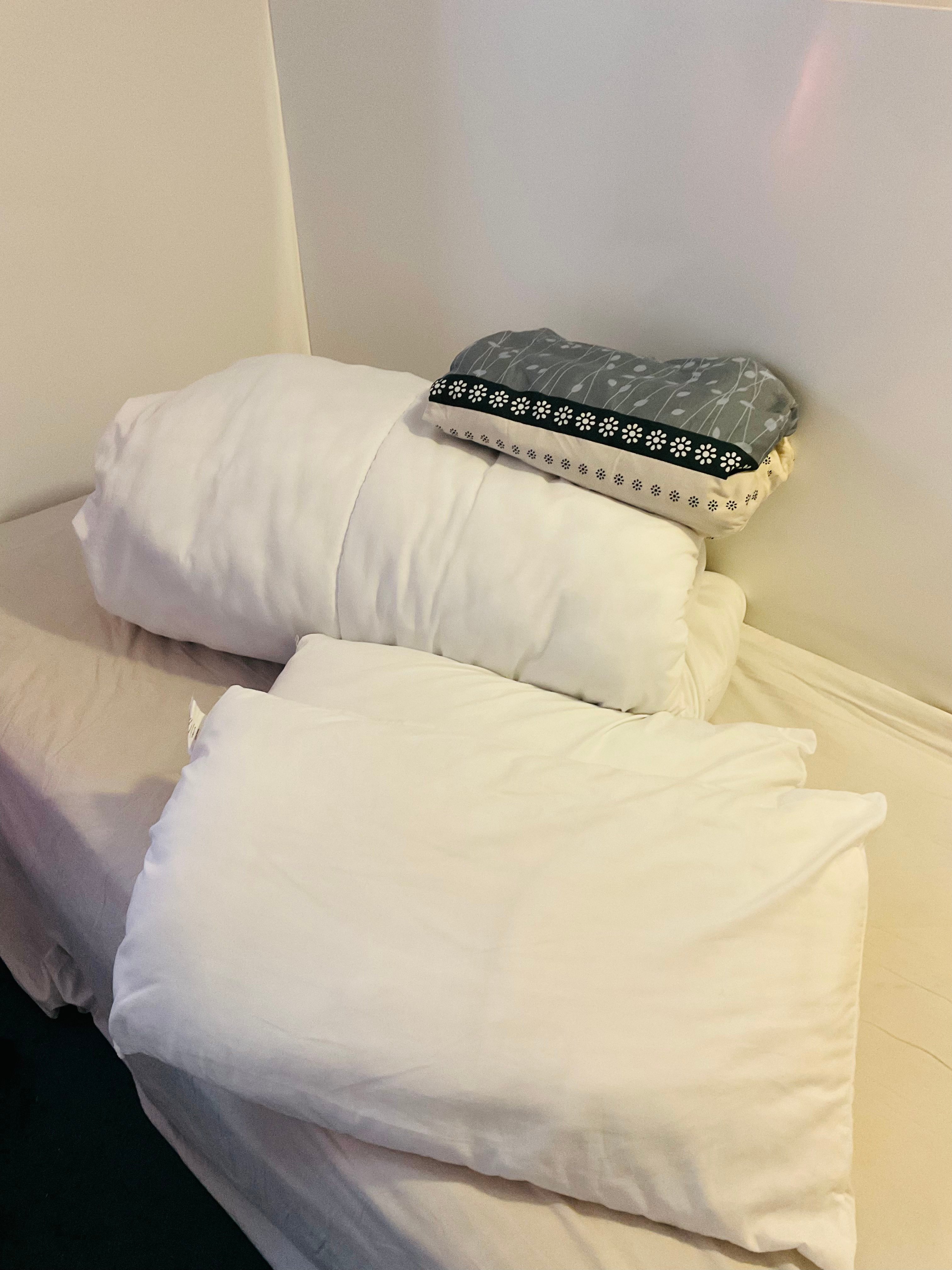 2 pillows and duvet with cover separately