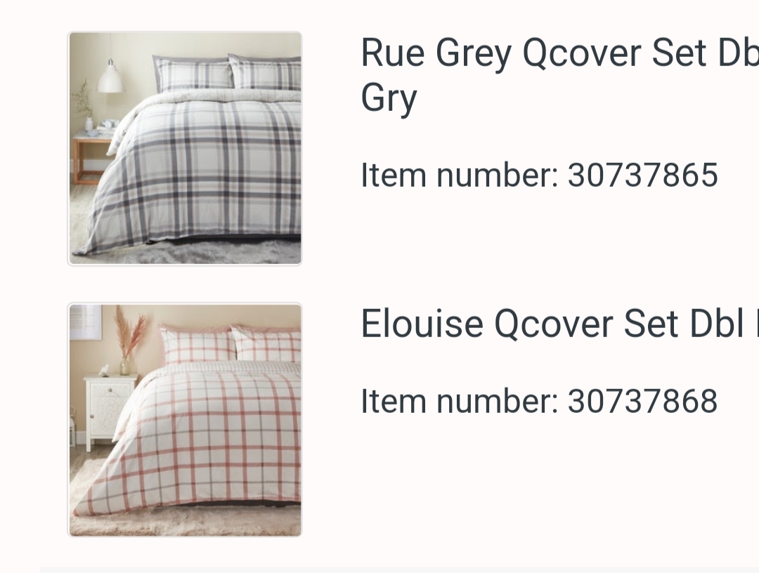 Grey reversible checked double size duvet cover, pink reversible checked double size duvet cover