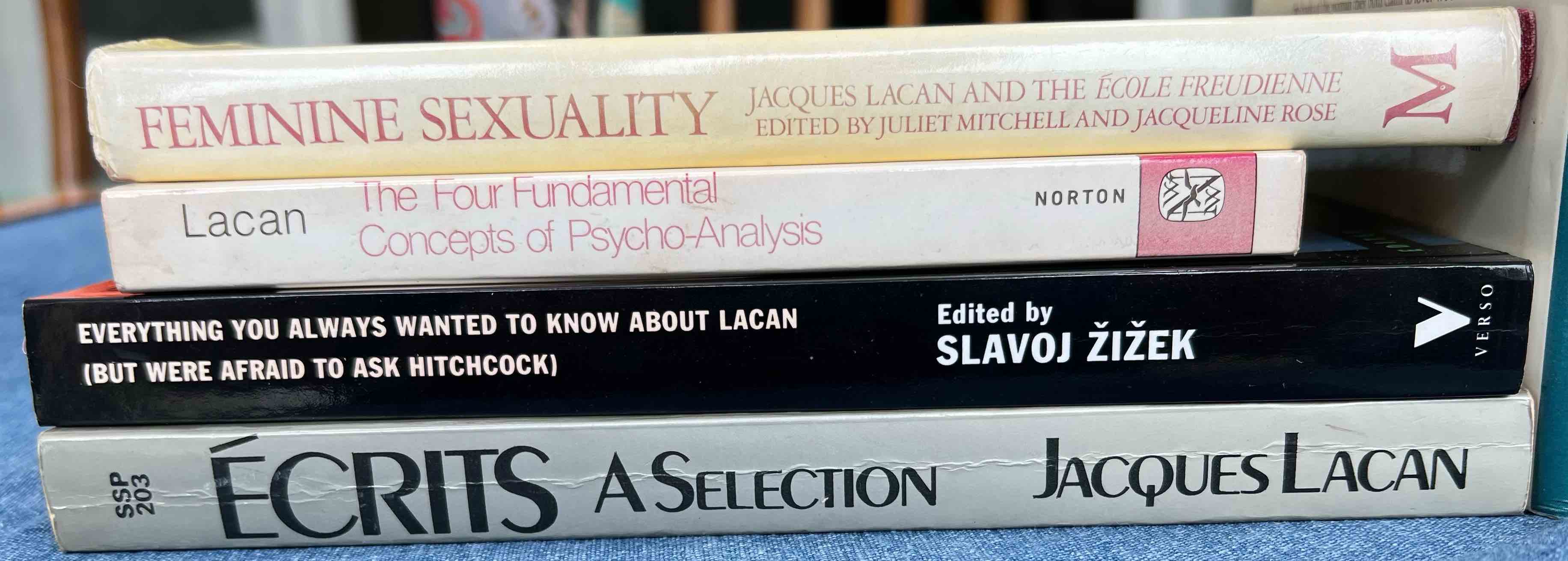 Variety of books by Jacques Lacan, and about Jacques Lacan by Jacqueline Rose