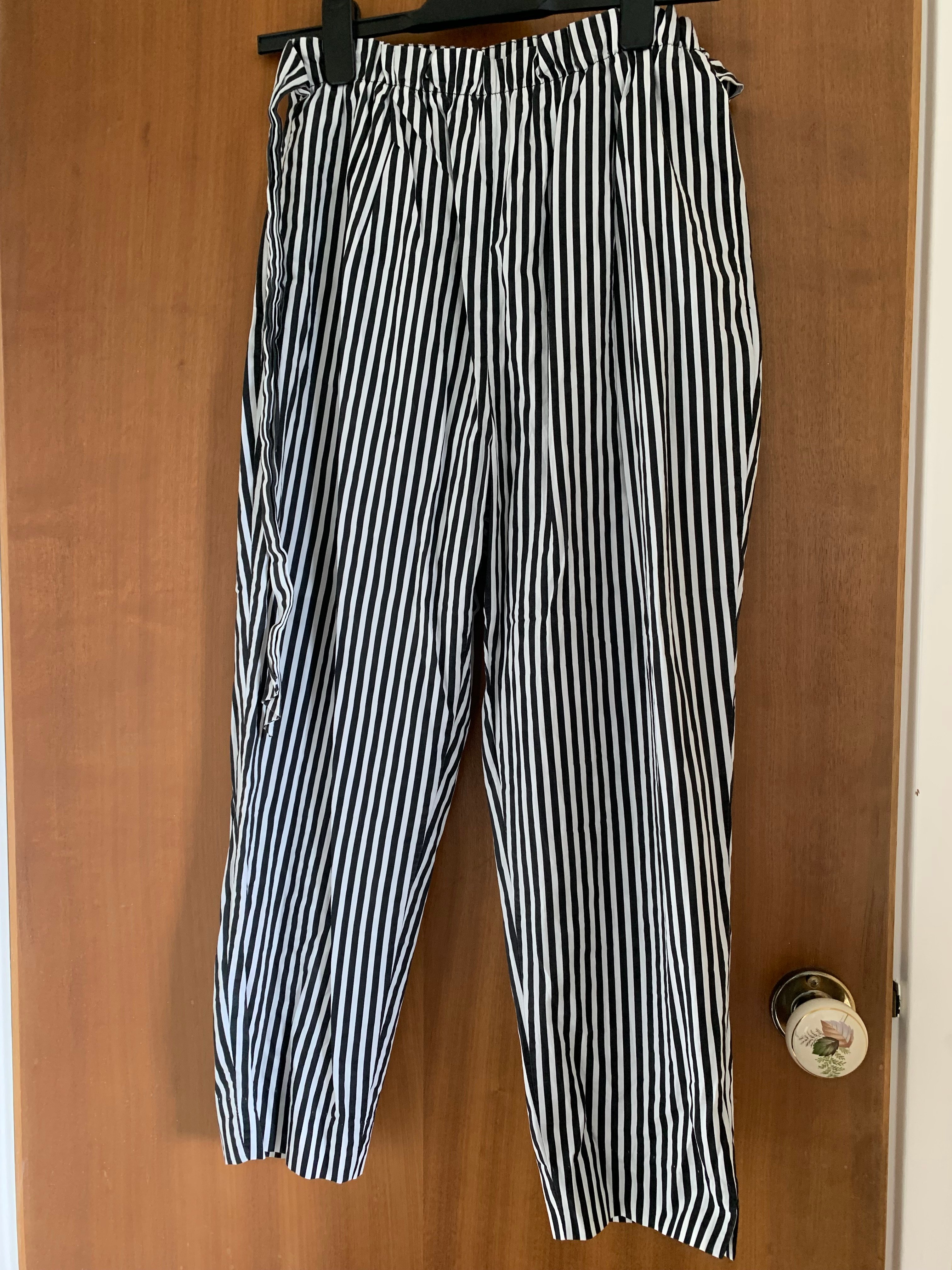 Zara black and white stripey trousers