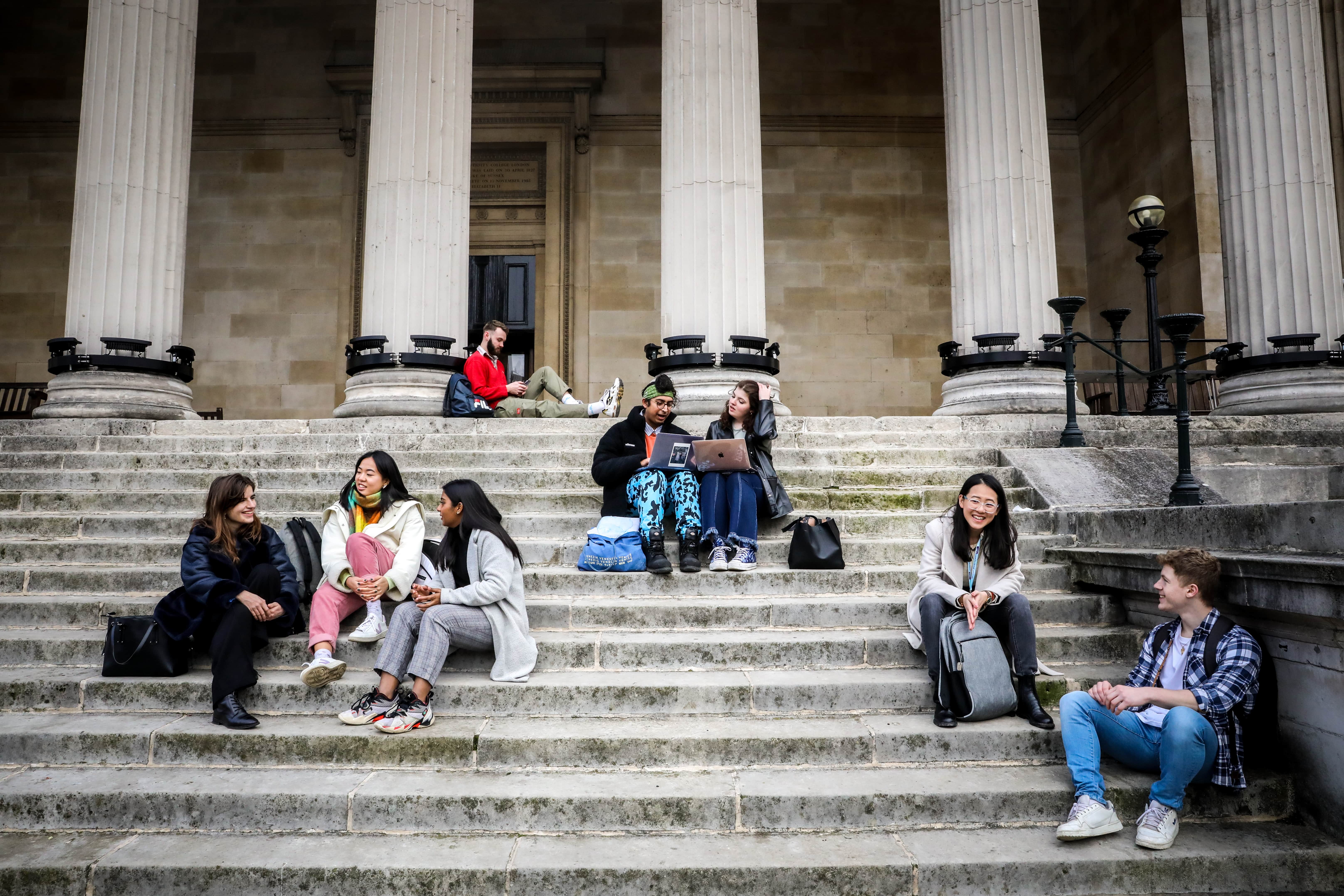 Group of students at the Portico