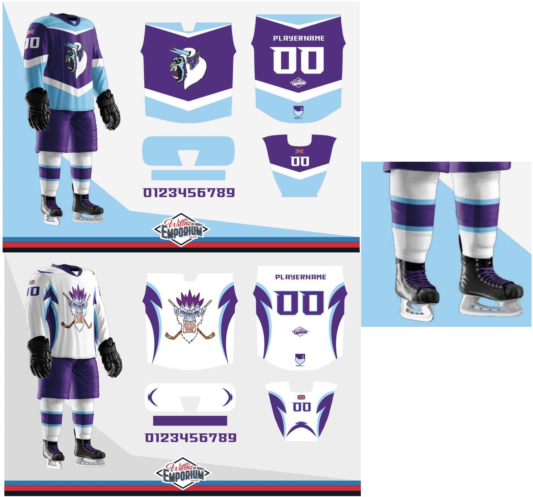 White/Purple/Blue Jersey and Socks