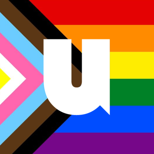 Union logo superimposed over pride flag