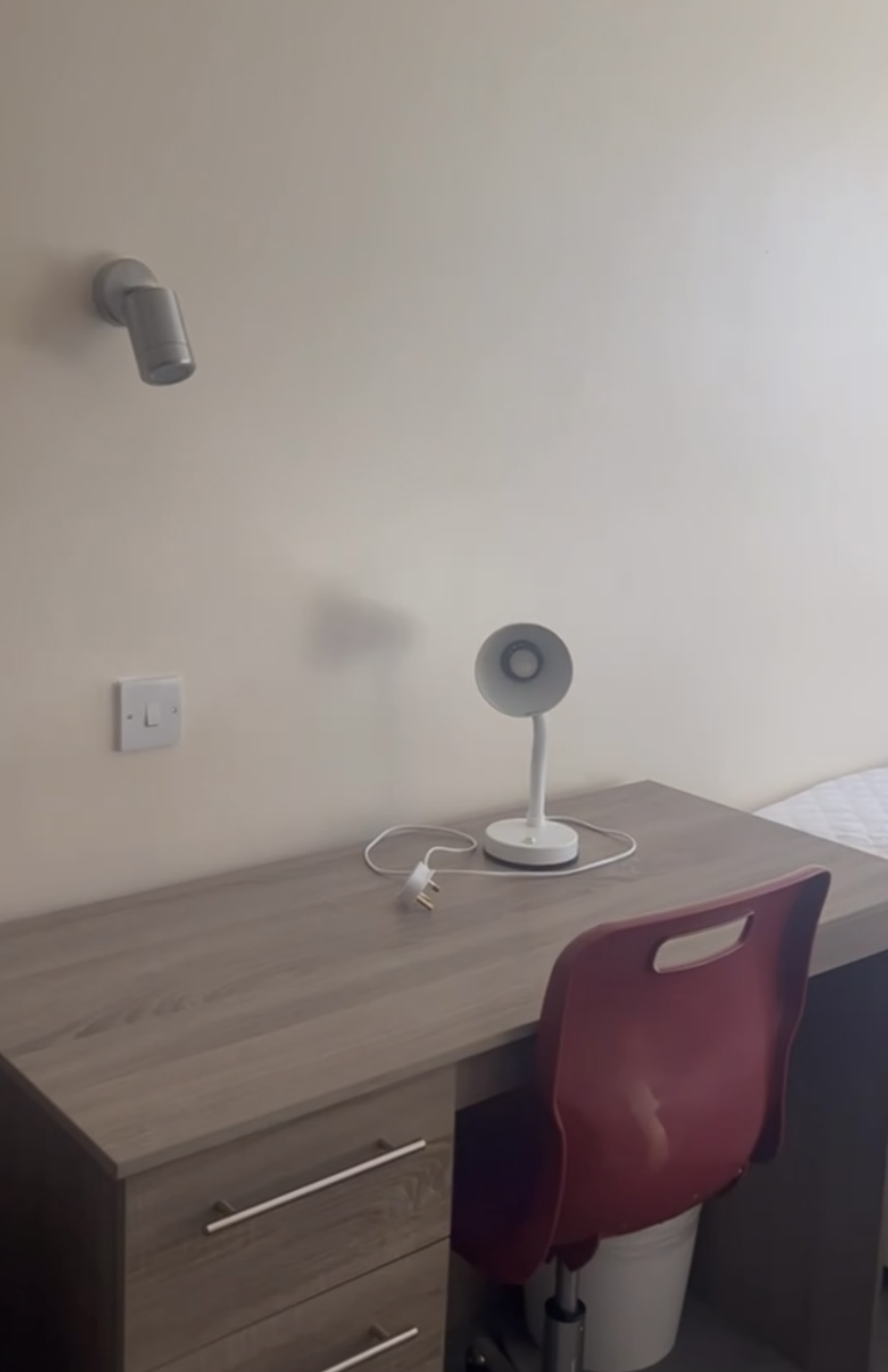 Furnished table, desk, lamp and cupboard