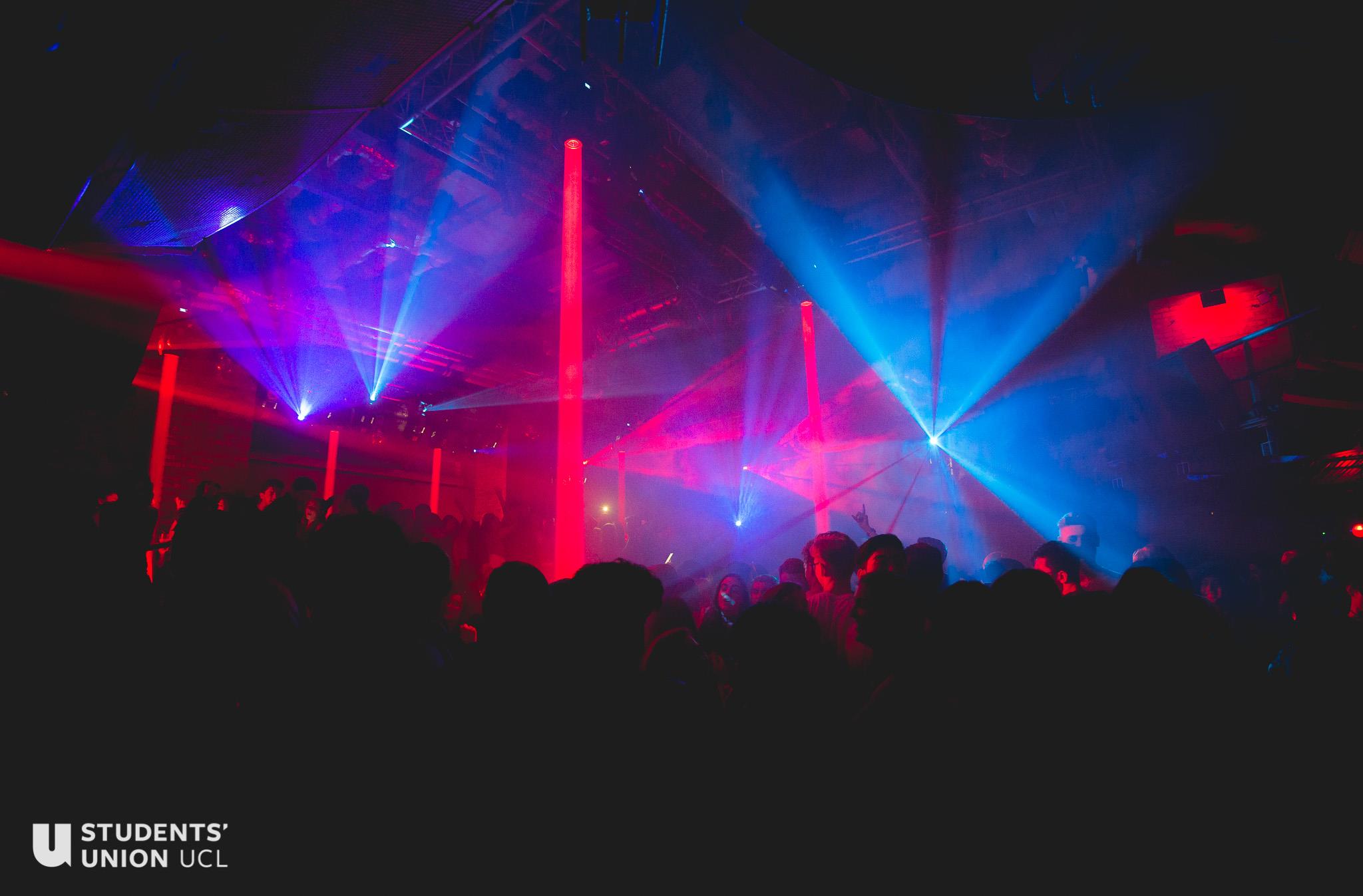 strobe lighting on crowd at Fabric nightclub