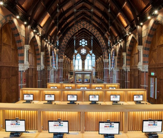 Computer booths within the same building as displayed above