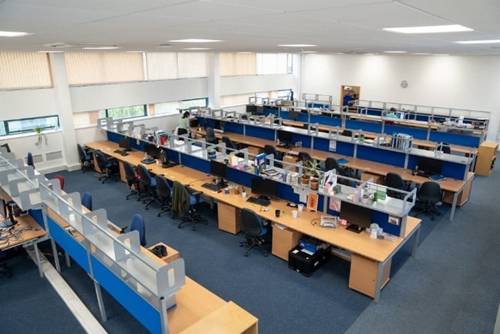 Rows of computer booths