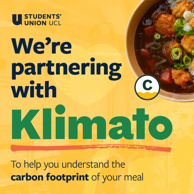 Image of tofu curry next to the words 'we're partnering with Klimato to understand the carbon footprint of your meal'