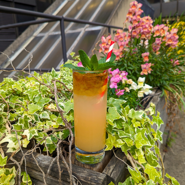 Captain's Tiki Twist cocktail containing rum, pineapple juice, lime juice and grapefruit soda